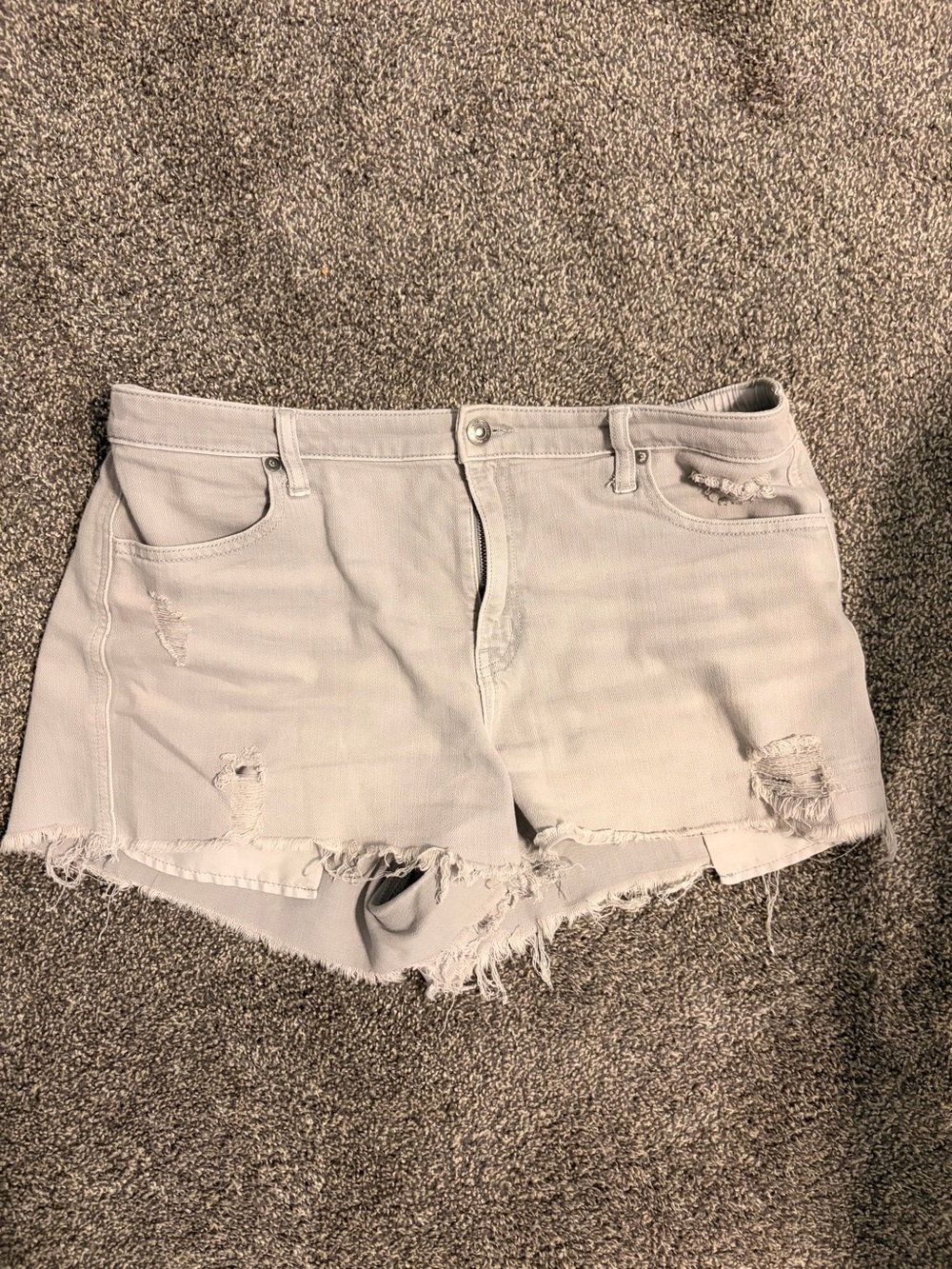 Aerie Mid-Rise Distressed Women’s Denim Shorts Aerie Daydream— Light Gray